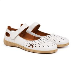 Sapatilha Conforto Couro Ref. 4310 Off White - 431... - Kauany Calçados