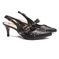 Slingback Brisa Glam Preto - Sapatoteca