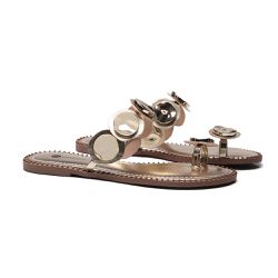 Rasteira Ouro Lunar - Bege Dourado - Sapatoteca