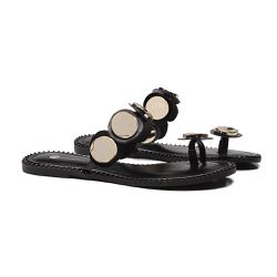 Rasteira Ouro Lunar - Preto Dourado - Sapatoteca