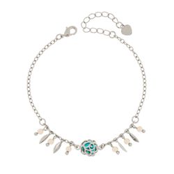 Pulseira Coração Verde (Banho Prata) - KIJOI SEMIJOIAS FINAS