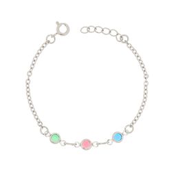 Pulseira Colorida - Infantil (Banho Prata) - KIJOI SEMIJOIAS FINAS