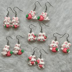 Brincos bunny with strawberry - 6552065 - Kitsune kawaii store