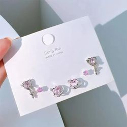 Conjunto Brinco minimalista coração rosa - 676528... - Kitsune kawaii store