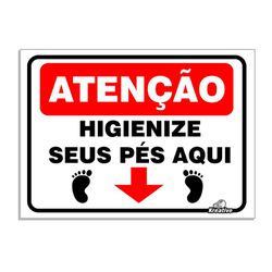 Adesivo Atenção Higienize os Pés 25x18 - 6600 - KRadesivos 