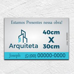 Placa Arquiteta 40x30cm 10 unid - arqui/01 - KRadesivos 