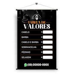 Banner Barbearia tabela de preço - BB08 - KRadesivos 