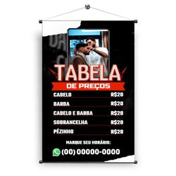 Banner Barbearia tabela de preço mod1 - BB09 - KRadesivos 