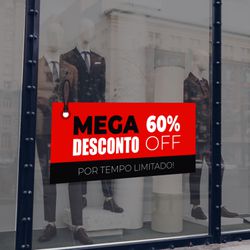 Adesivo Para Vitrine Mega Desconto 60% off - ARD-7 - KRadesivos 