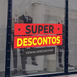 Adesivo Para Vitrine Super Descontos Venha Aprovei... - KRadesivos 