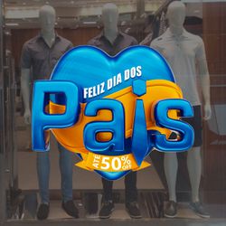 Adesivo Para Vitrine Feliz Dia dos Pais Até 50% OF... - KRadesivos 