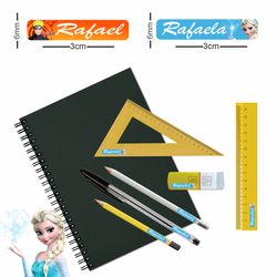 KIT ETIQUETA ESCOLAR PERSONALIZADA TEMA PERSONAGEN... - KRadesivos 