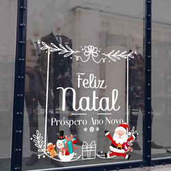 Adesivo Para Vitrine Feliz Natal Próspero Ano Novo... - KRadesivos 