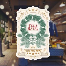 Adesivo Para Vitrine Feliz Natal Feliz Ano Novo - ... - KRadesivos 