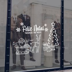 Adesivo Para Vitrine Feliz Natal Próspero Ano Novo... - KRadesivos 