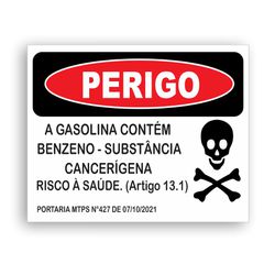 Placa Posto Perigo Benzeno - POS/13 - KRadesivos 