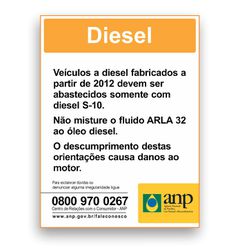 Placa Posto Diesel - POS/17 - KRadesivos 