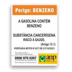 Placa Posto Anp Perigo Benzeno - POS/23 - KRadesivos 