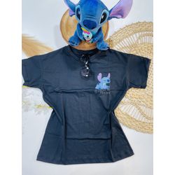 camisa juvenil stitch preto - preto - KRKIDSMODINHA 
