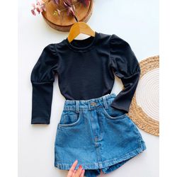 short saia azul - KR KIDS MODINHA