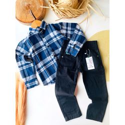 camisa xadrez azul - KR KIDS MODINHA
