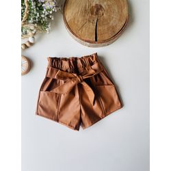 short couro caramelo - KR KIDS MODINHA