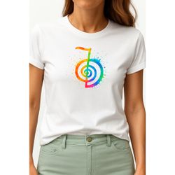 Camiseta Unissex Reiki Cho Ku Rei – Cor Branco - Ktw Cristais