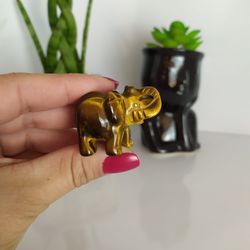 ELEFANTE PEDRA OLHO DE TIGRE - PROSPERIDADE - Ktw Cristais