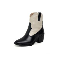 Bota Western Laura Off White com Preto - LAURA-PRE... - KUENTO SHOES