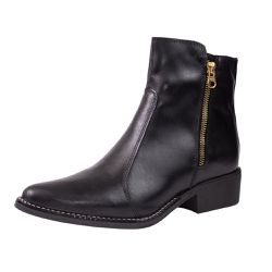 Bota Feminina Bico Fino Couro Preta - 2027-PRETA - KUENTO SHOES