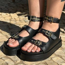 Flatform Zoe Preta - ZOE-PRETA - KUENTO SHOES