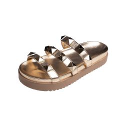 Flat Pirâmide Cecilia Sola Alta Ouro Light - CECIL... - KUENTO SHOES