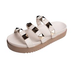 Flat Pirâmide Cecilia Sola Alta Off White - CECILI... - KUENTO SHOES