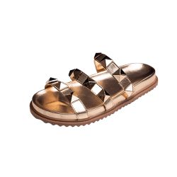 Flat Pirâmide Valentina Rasteira Ouro Light - VALE... - KUENTO SHOES