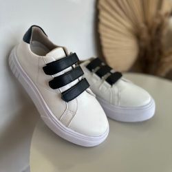 Tenis Mel Branco com Preto - MEL-BRANCO/PRETO - KUENTO SHOES