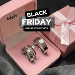 PAR DE ALIANÇAS AÇO INOXIDÁVEL 5’MM CRAVEJADA NO C... - Labelly Alianças