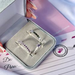 PAR DE ALIANÇAS PURPLE - COM ANEL SOLITÁRIO LIBÉLU... - Labelly Alianças