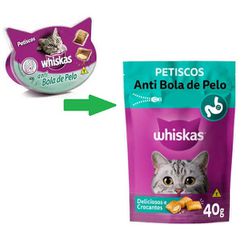 PETISCO GATO WHISKAS TEMP ANTI BOLA PELO 40G - LABORAVES