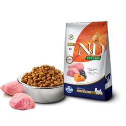RACAO CAO N&D AD 800G MINI PUMPKN CORDEIRO&BLUE - LABORAVES