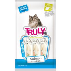 PETISCO GATO TRULY CREAMY SALMAO E BACALHAU 70G - LABORAVES