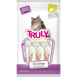 PETISCO GATO TRULY CREAMY CAMARAO E BACALHAU 70G - Laboraves