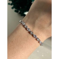 Pulseira Rivieira Zircônia Ródio Branco - LACARMEN