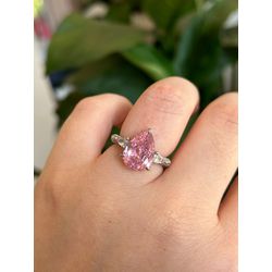 Anel Gota Safira Light Pink Ródio Branco - LACARMEN