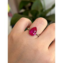 Anel Gota Safira Pink Ródio Branco - LACARMEN