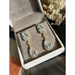 Brinco Cristal Gota Banho Ouro - LACARMEN