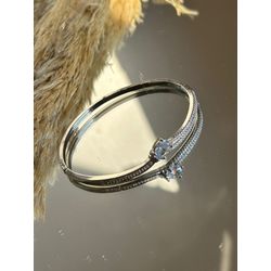 Bracelete Ródio Branco Zircônia Cristal Fecho Clic... - LACARMEN