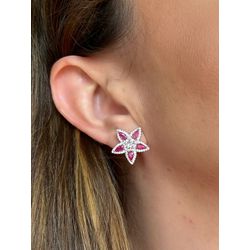 Brinco Flor Safira Rosa - LACARMEN