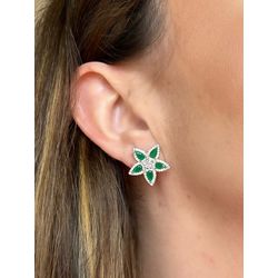Brinco Flor Verde Esmeralda - LACARMEN