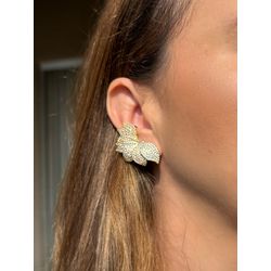 Brinco EarCuff Pétalas Cravejadas Ouro - LACARMEN