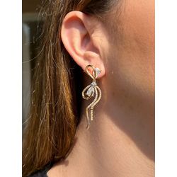 Brinco Laço Cravejado Ouro - LACARMEN